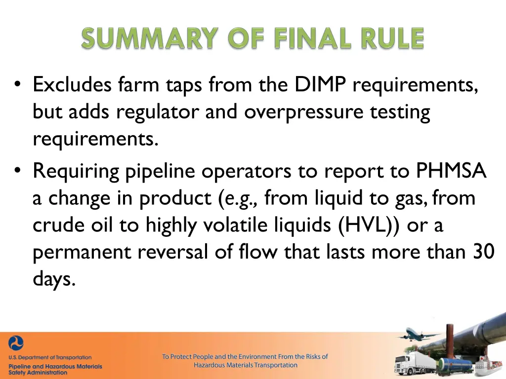 excludes farm taps from the dimp requirements