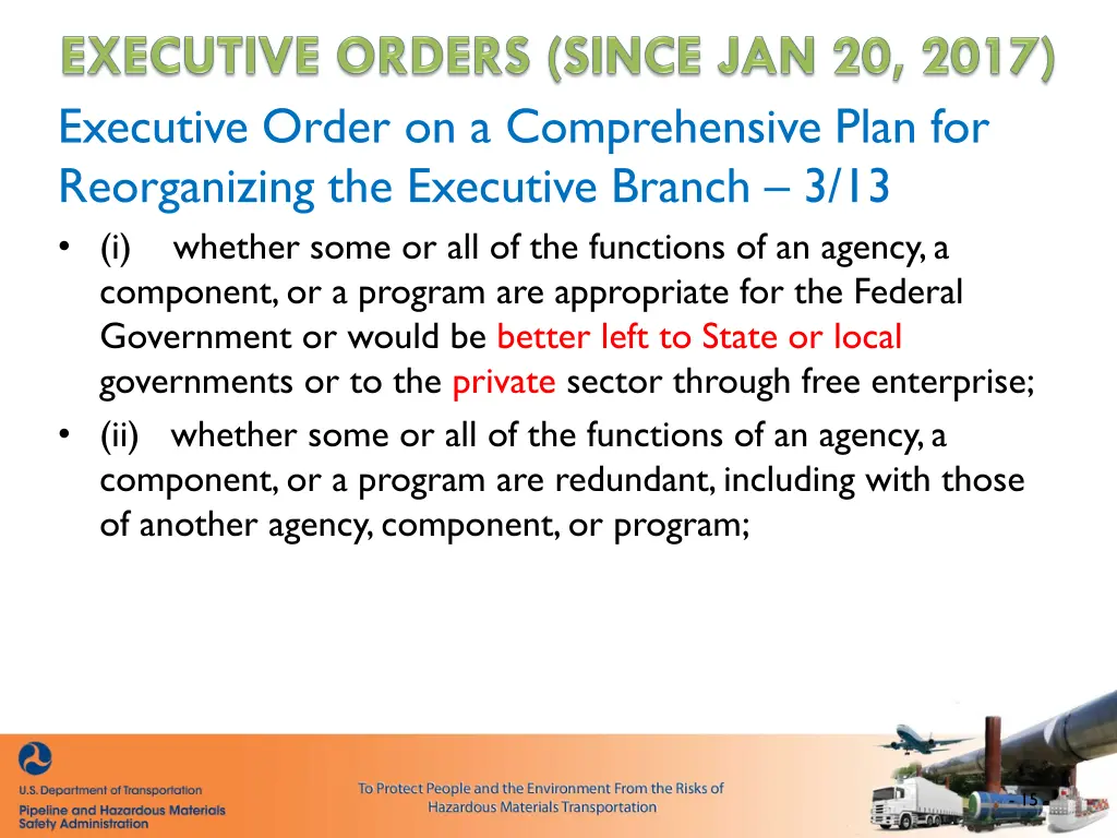 executive order on a comprehensive plan 1