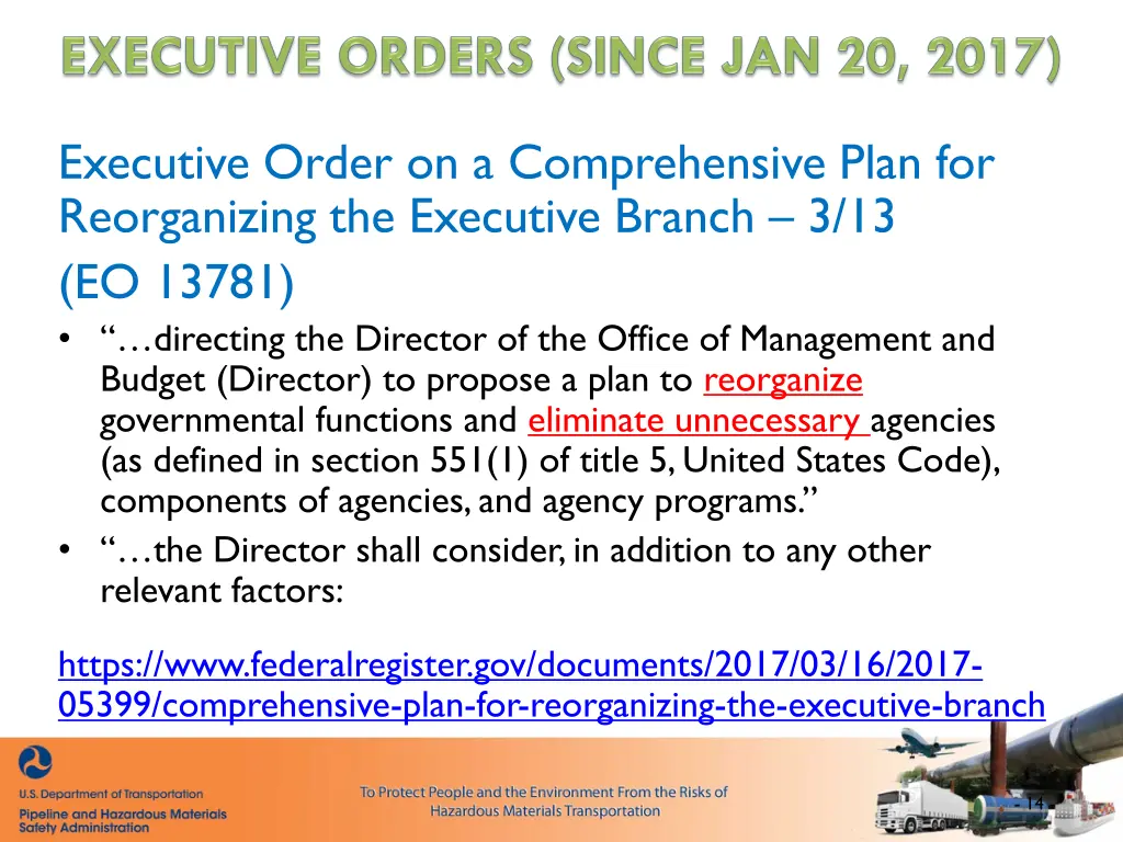 executive order on a comprehensive plan