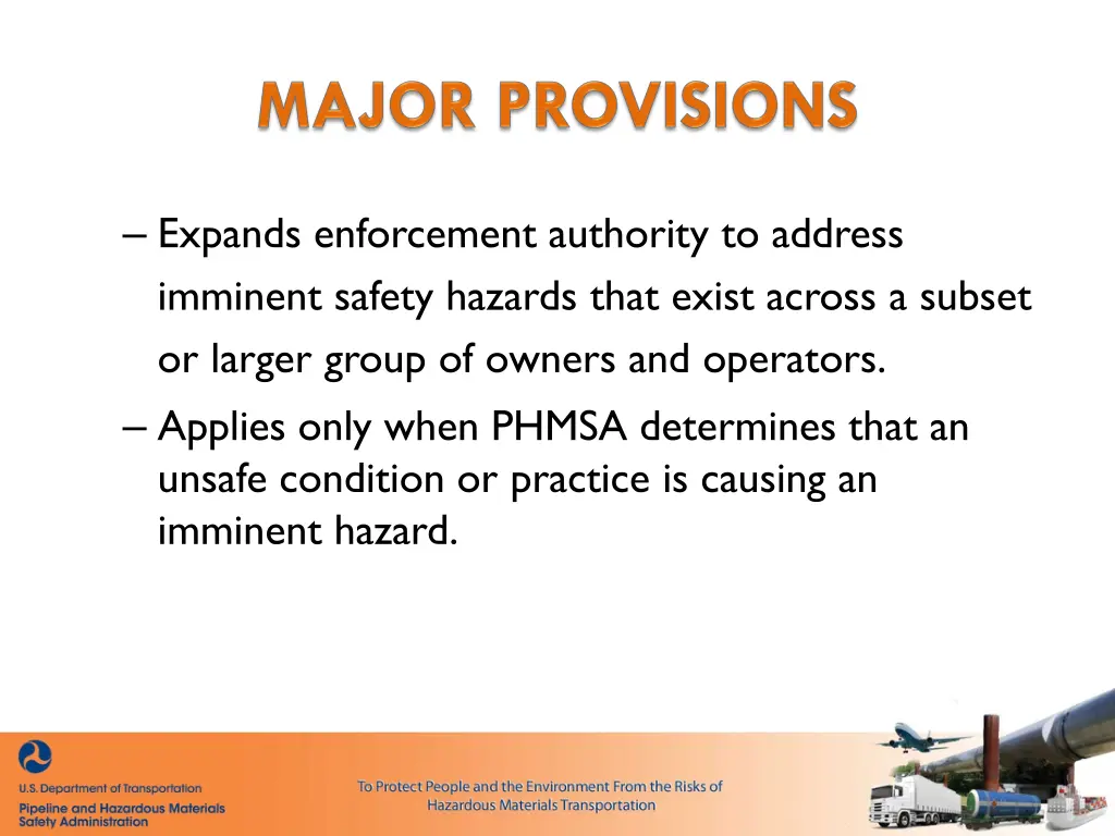 expands enforcement authority to address imminent