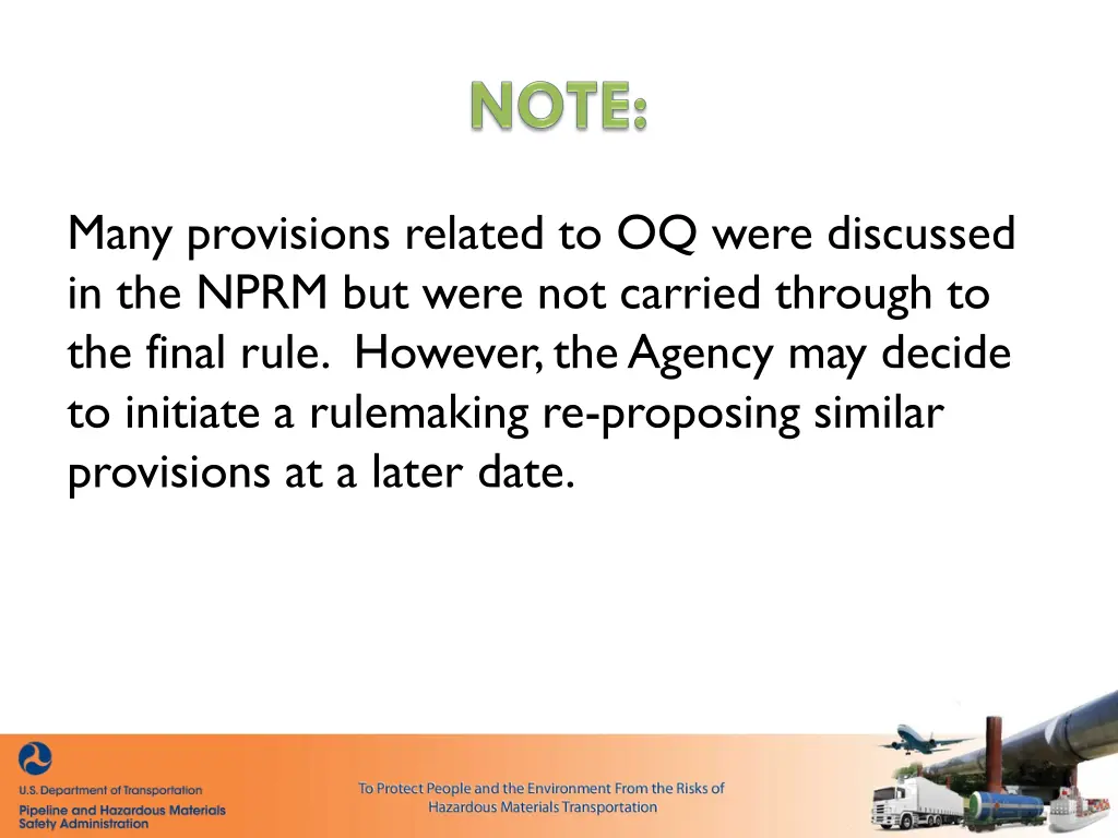 many provisions related to oq were discussed