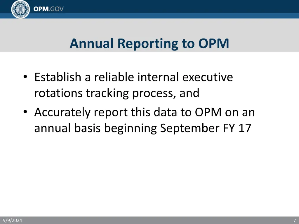 annual reporting to opm