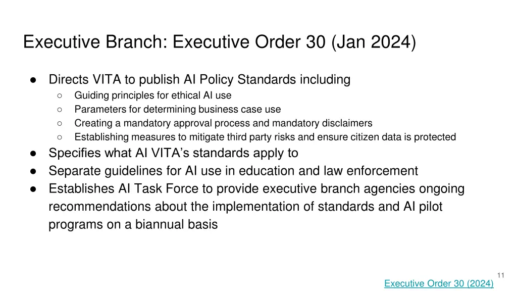 executive branch executive order 30 jan 2024