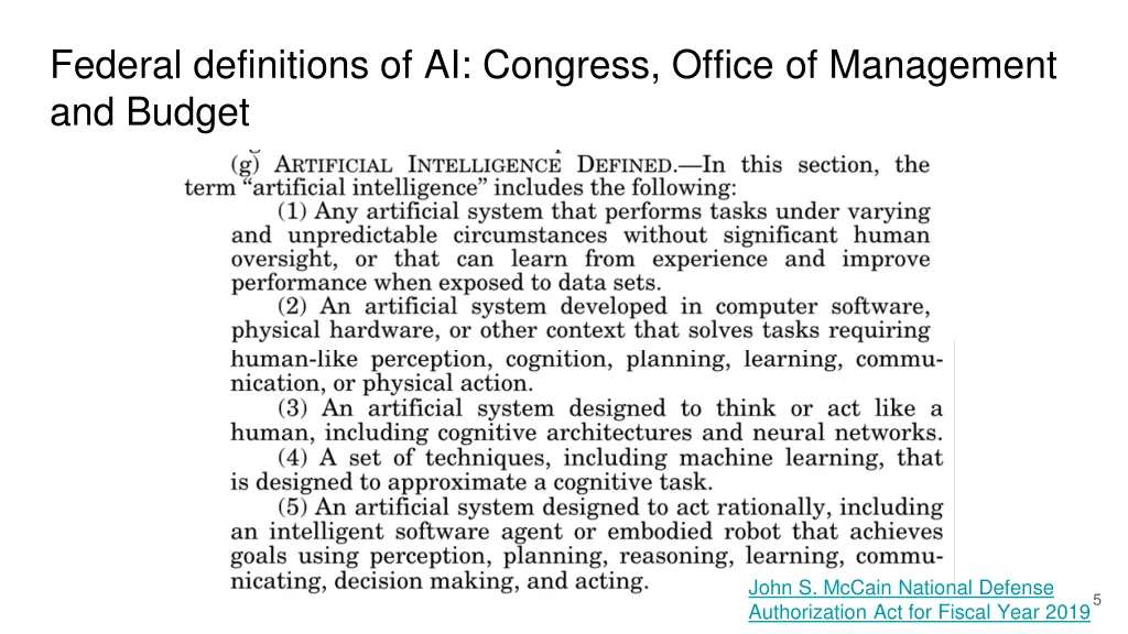 federal definitions of ai congress office