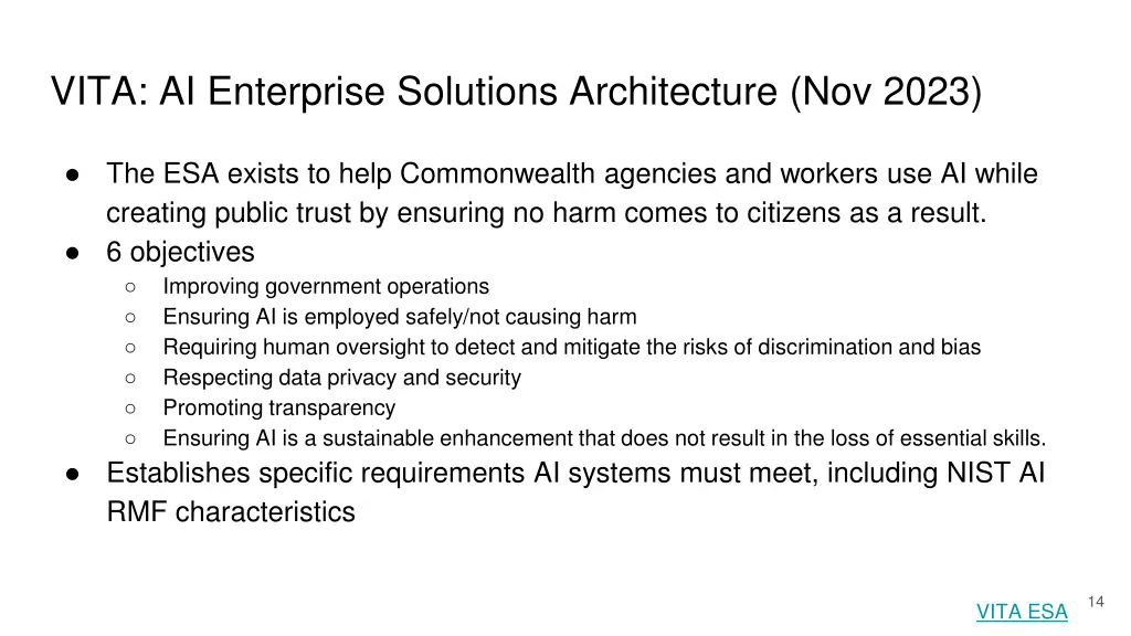 vita ai enterprise solutions architecture nov 2023