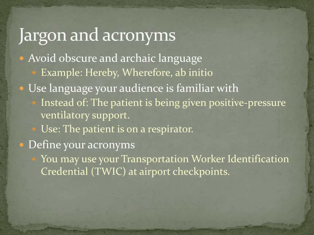 jargon and acronyms