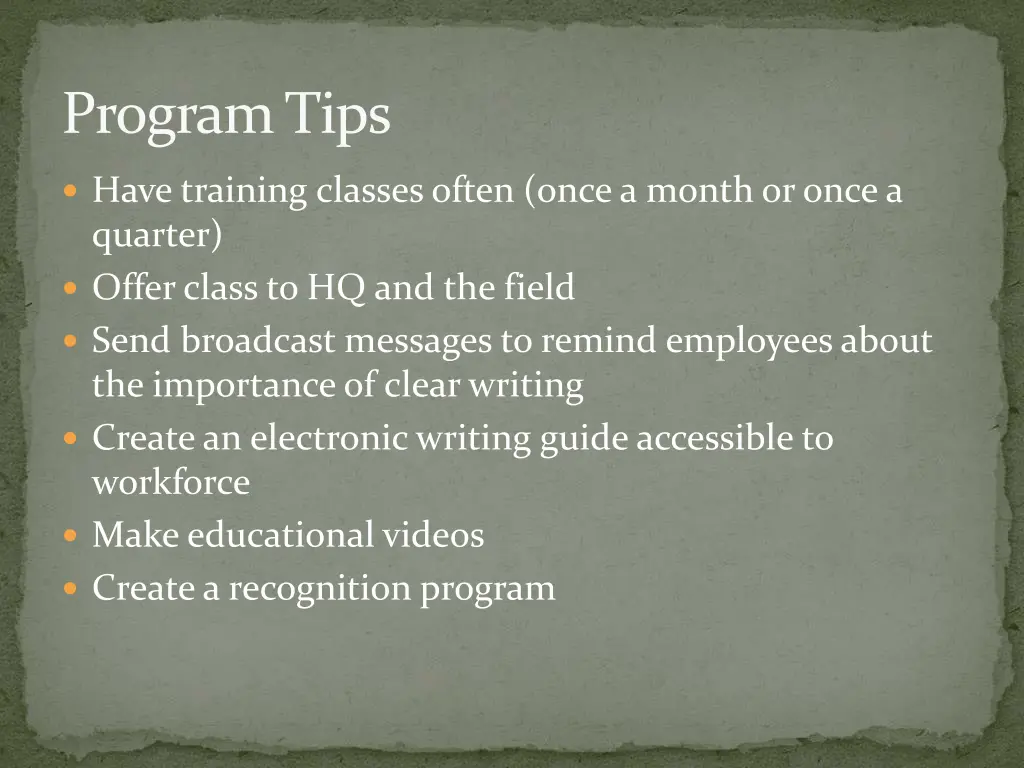 program tips