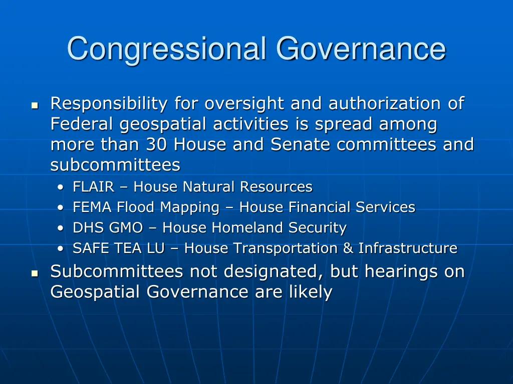 congressional governance