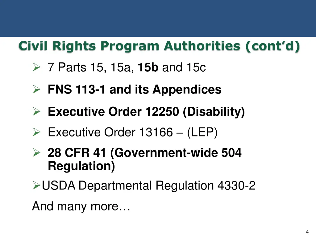 civil rights program authorities cont d