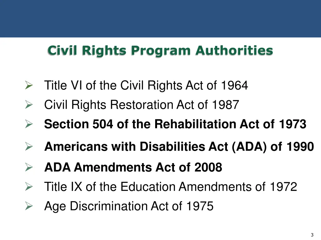 civil rights program authorities