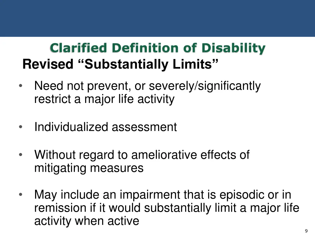 clarified definition of disability revised