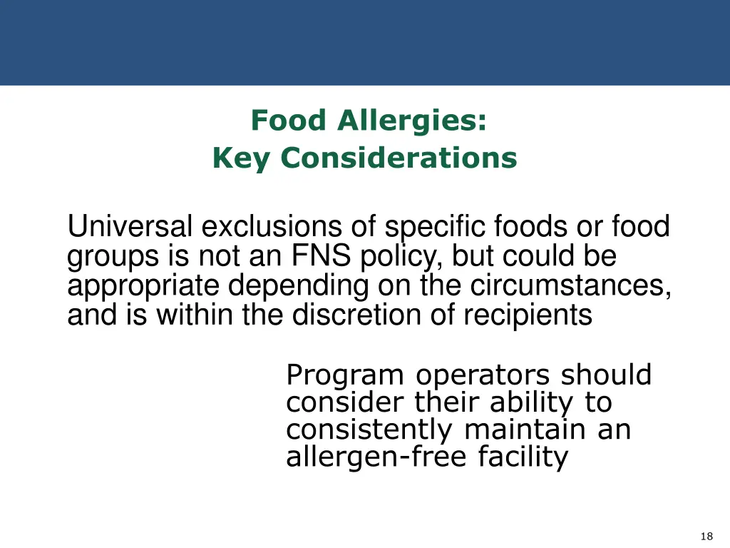 food allergies key considerations