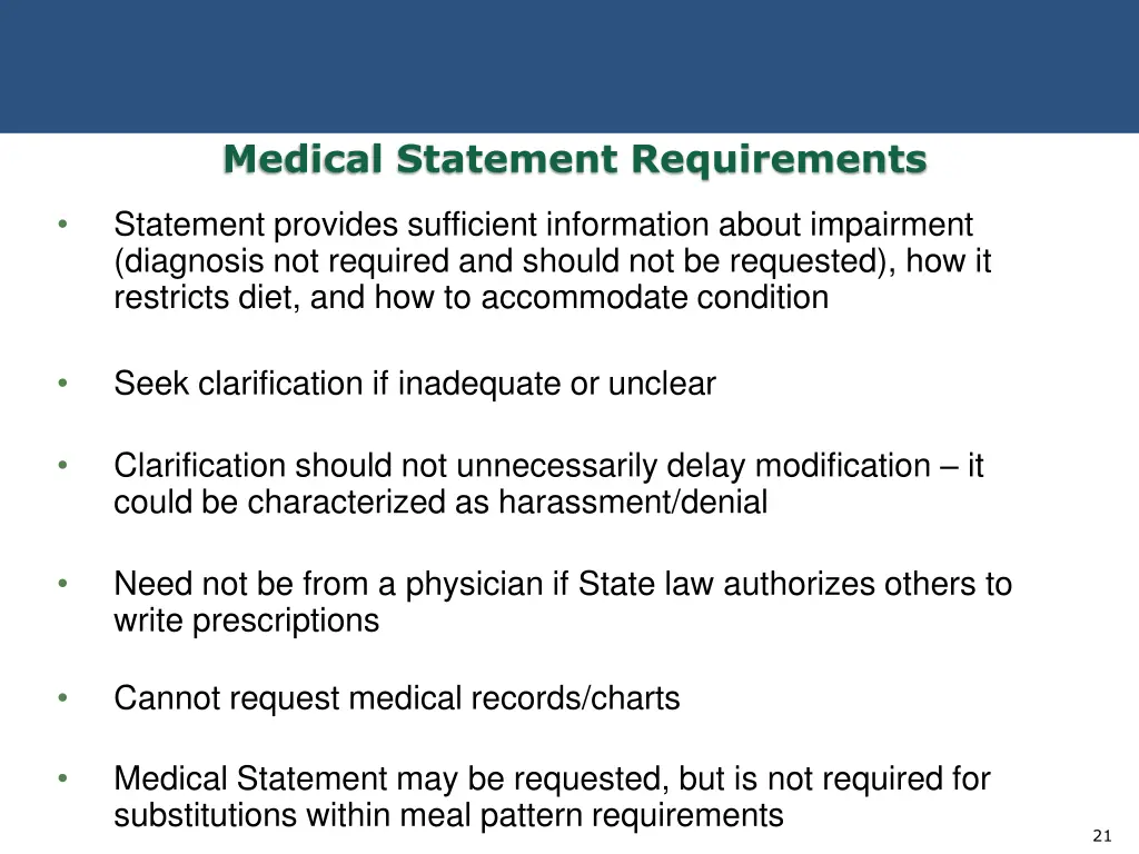 medical statement requirements