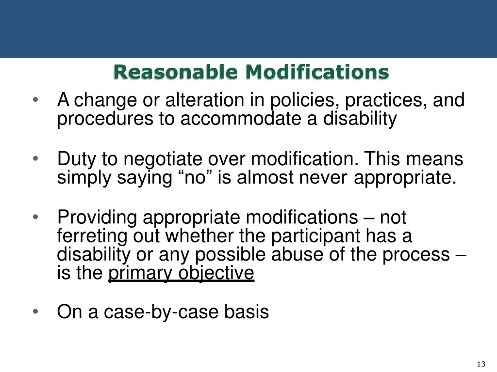 reasonable modifications a change or alteration