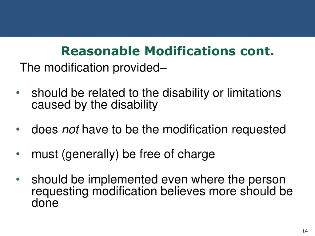 reasonable modifications cont the modification