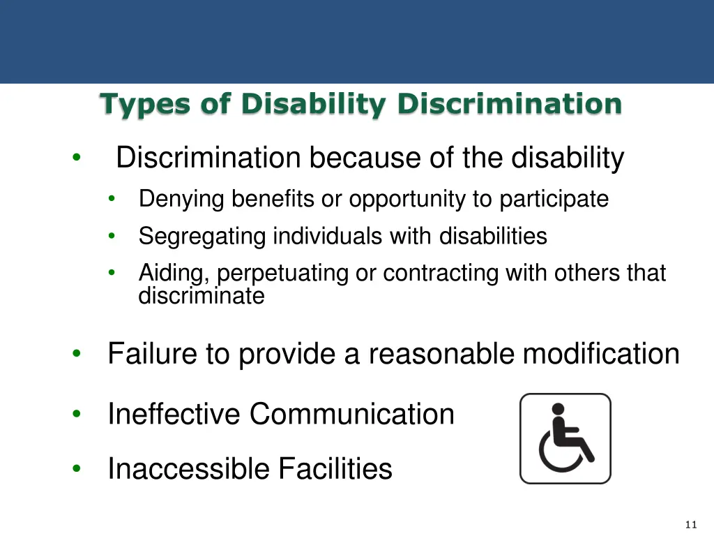 types of disability discrimination