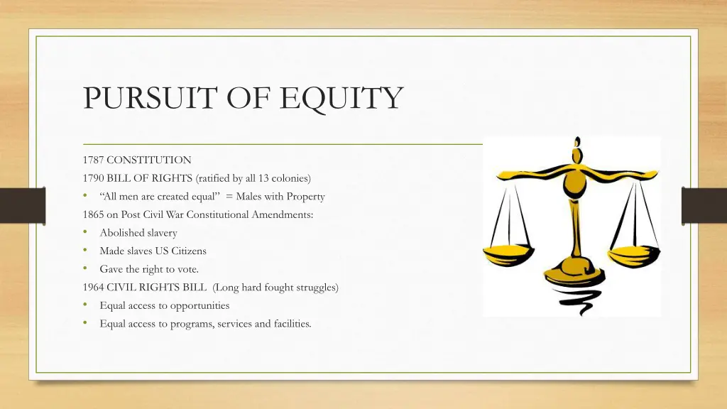 pursuit of equity