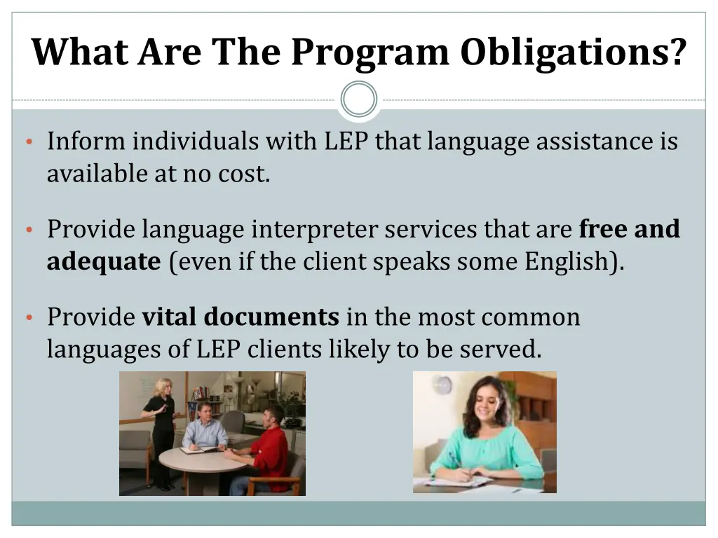 what are the program obligations