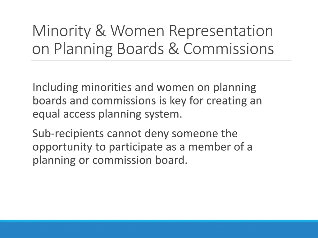 minority women representation on planning boards