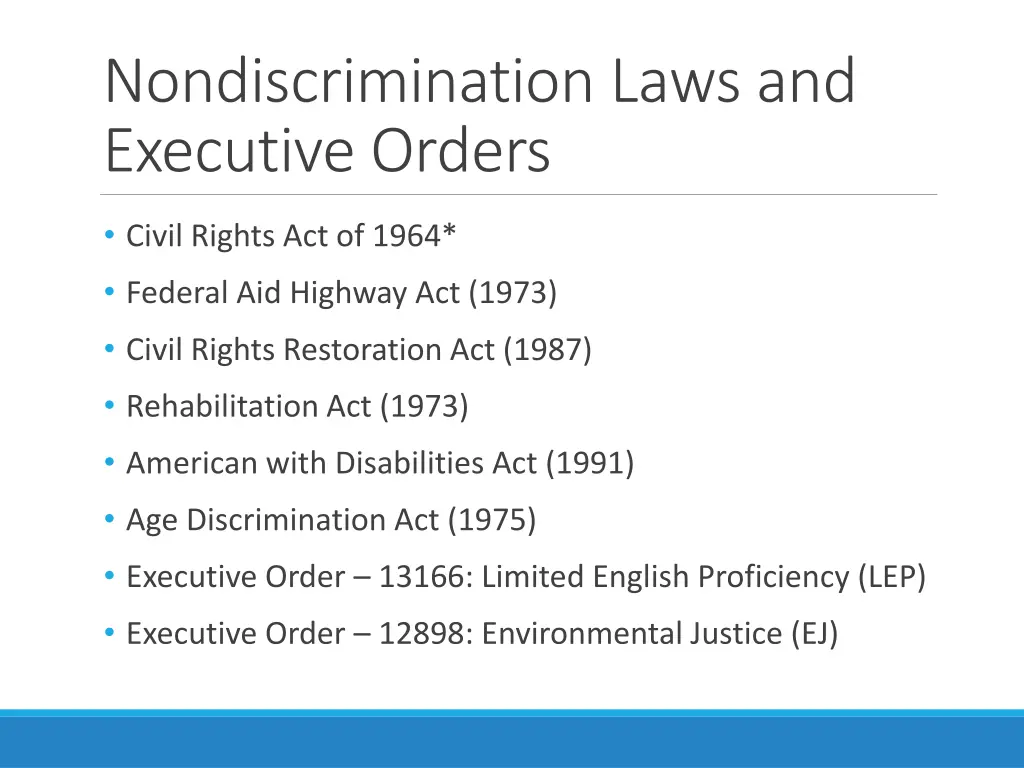 nondiscrimination laws and executive orders