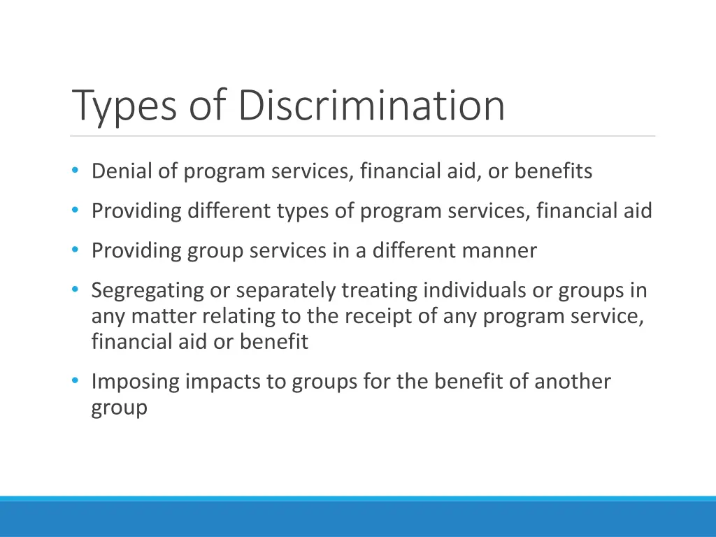 types of discrimination