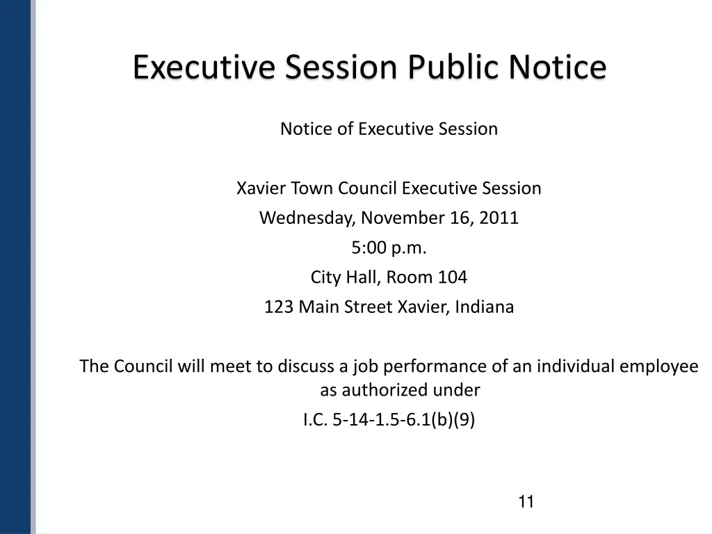 executive session public notice