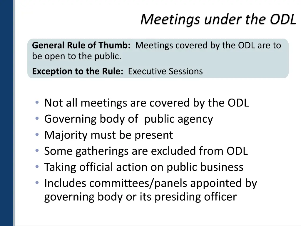 meetings under the odl