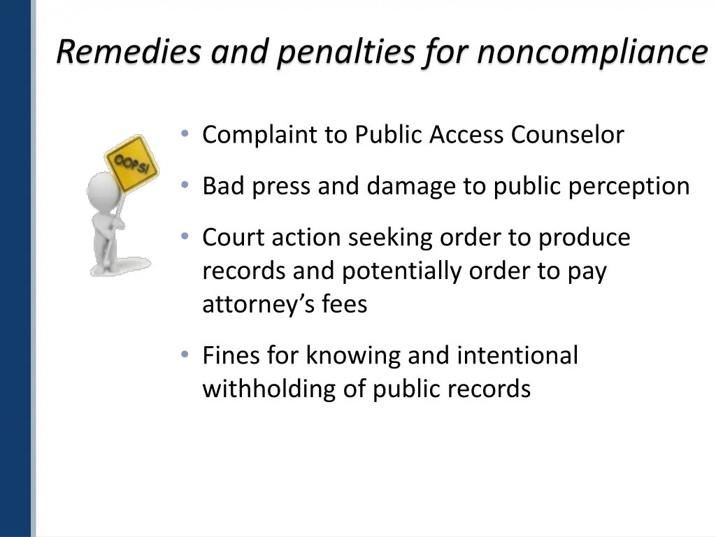 remedies and penalties for noncompliance