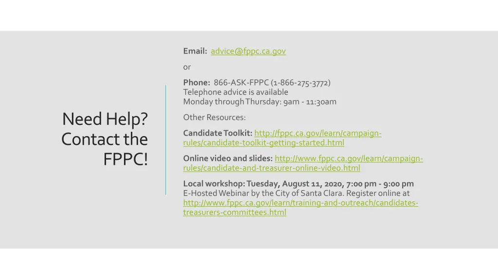 email advice@fppc ca gov