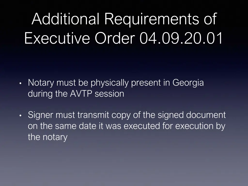 additional requirements of executive order 2