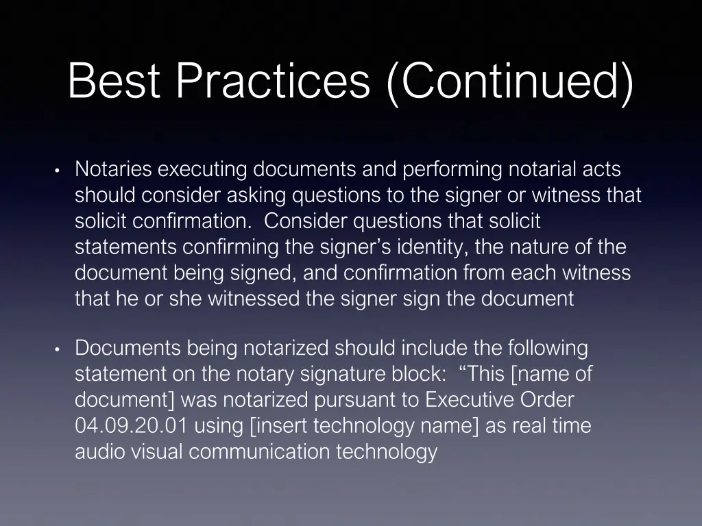 best practices continued 1