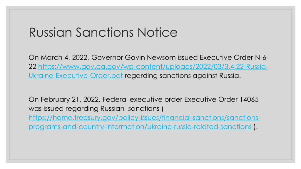 russian sanctions notice