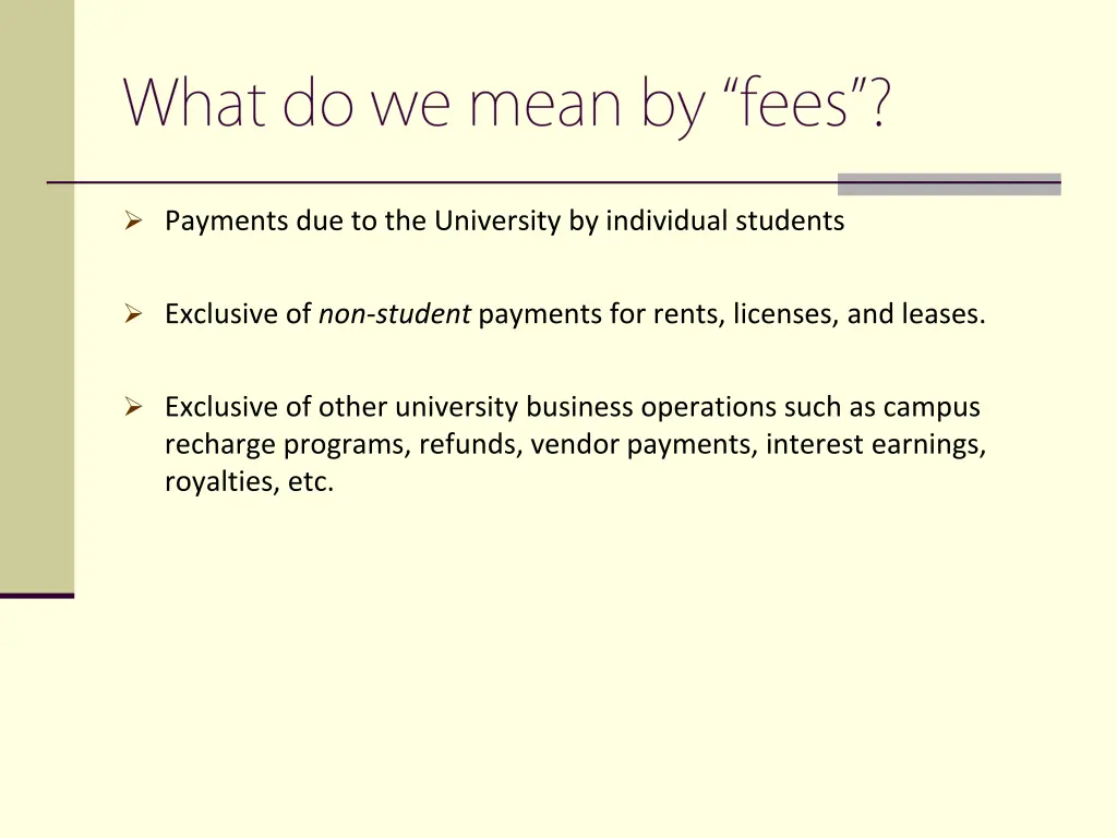 payments due to the university by individual