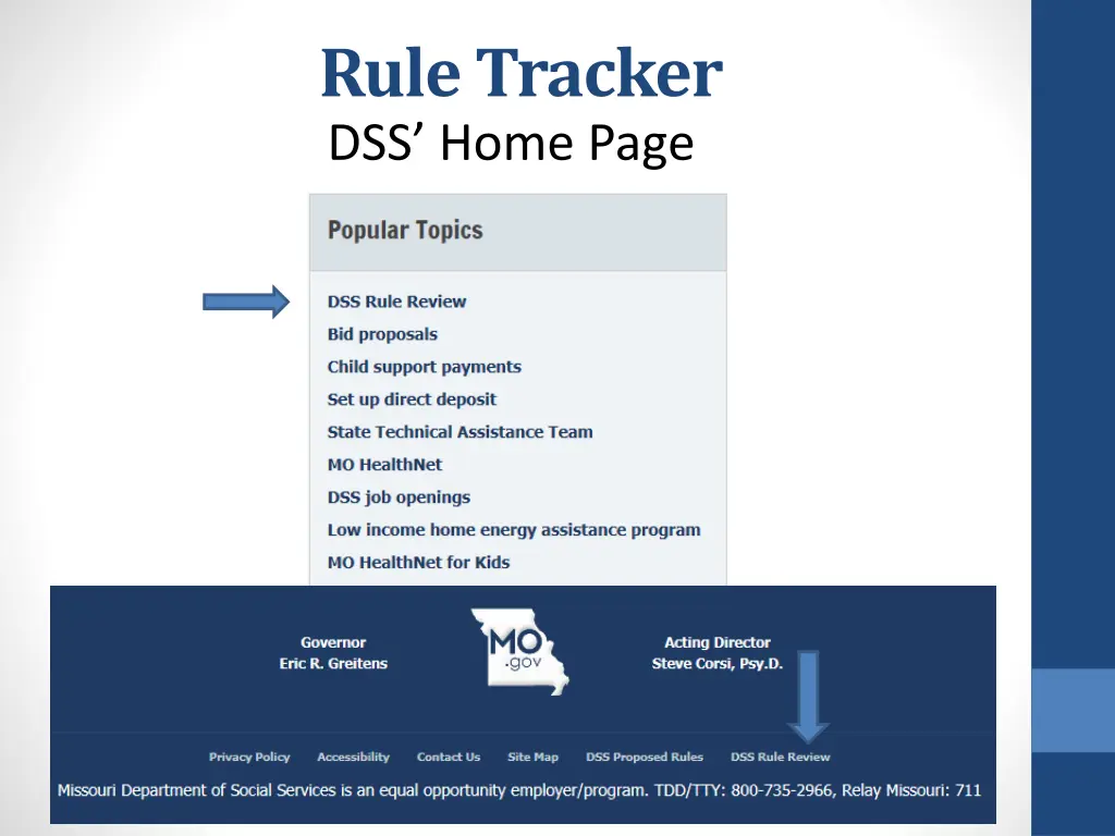 rule tracker dss home page