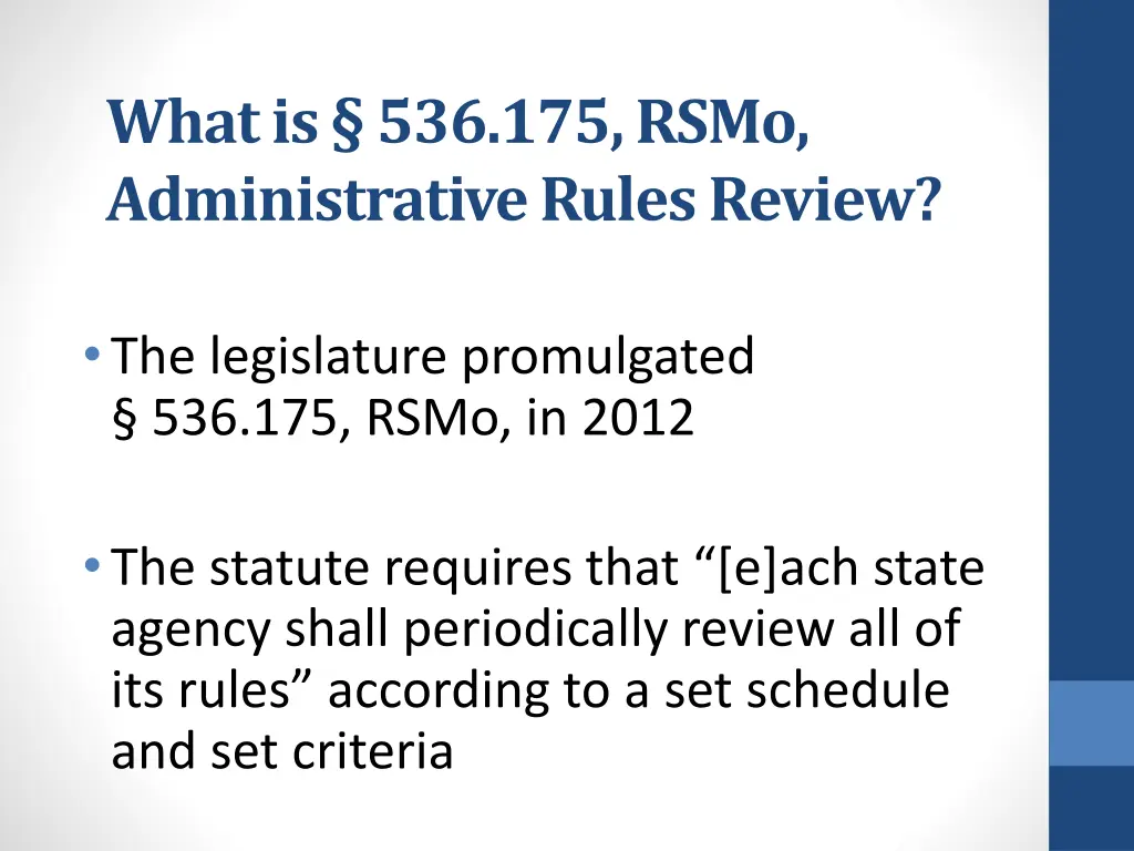 what is 536 175 rsmo administrative rules review