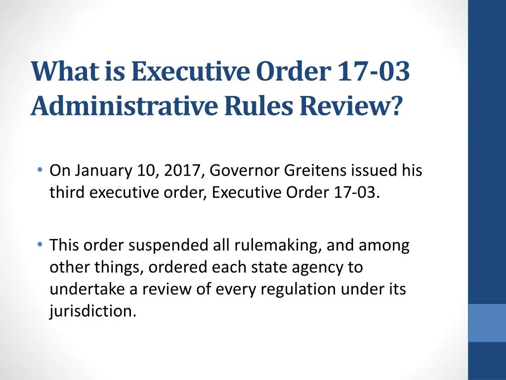 what is executive order 17 03 administrative