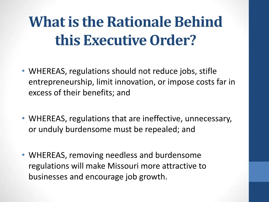 what is the rationale behind this executive order 2