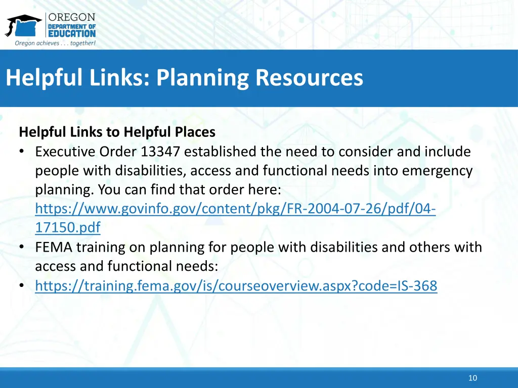 helpful links planning resources