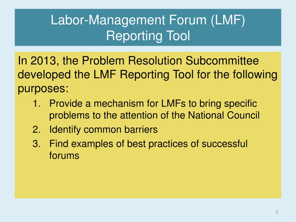 labor management forum lmf reporting tool