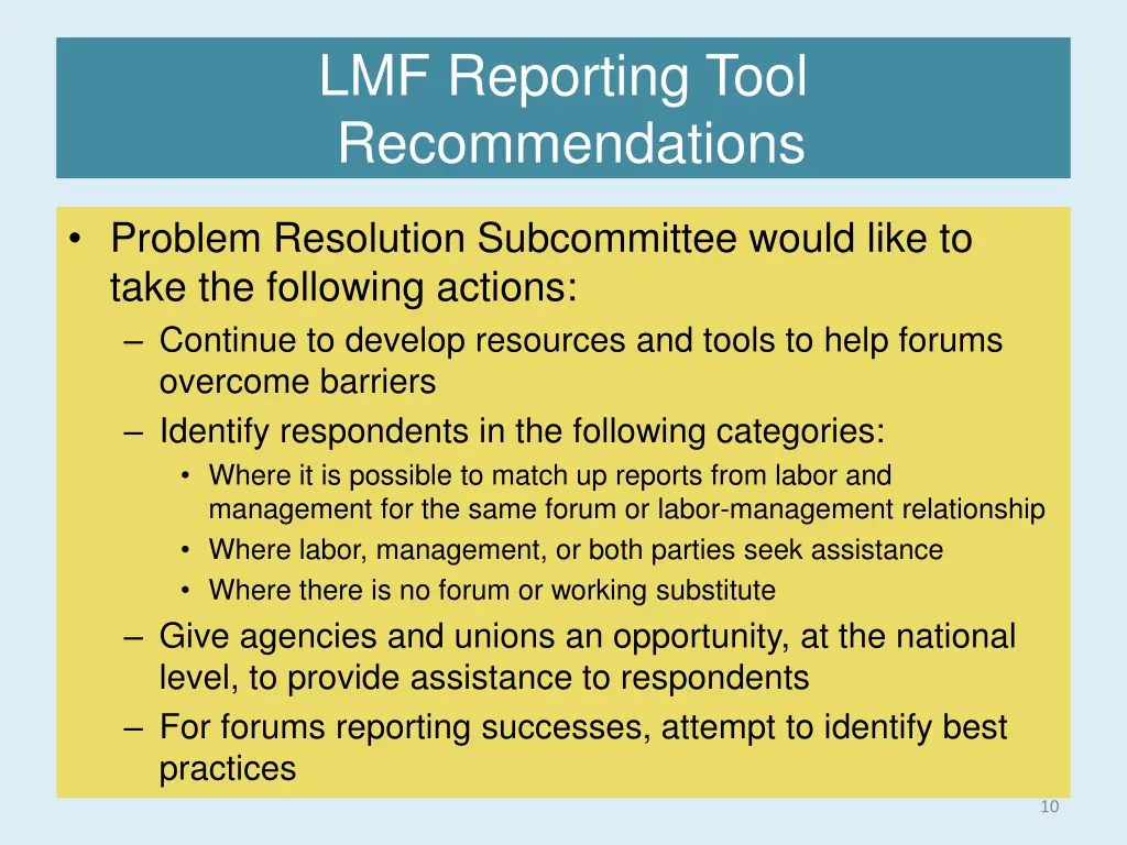 lmf reporting tool recommendations