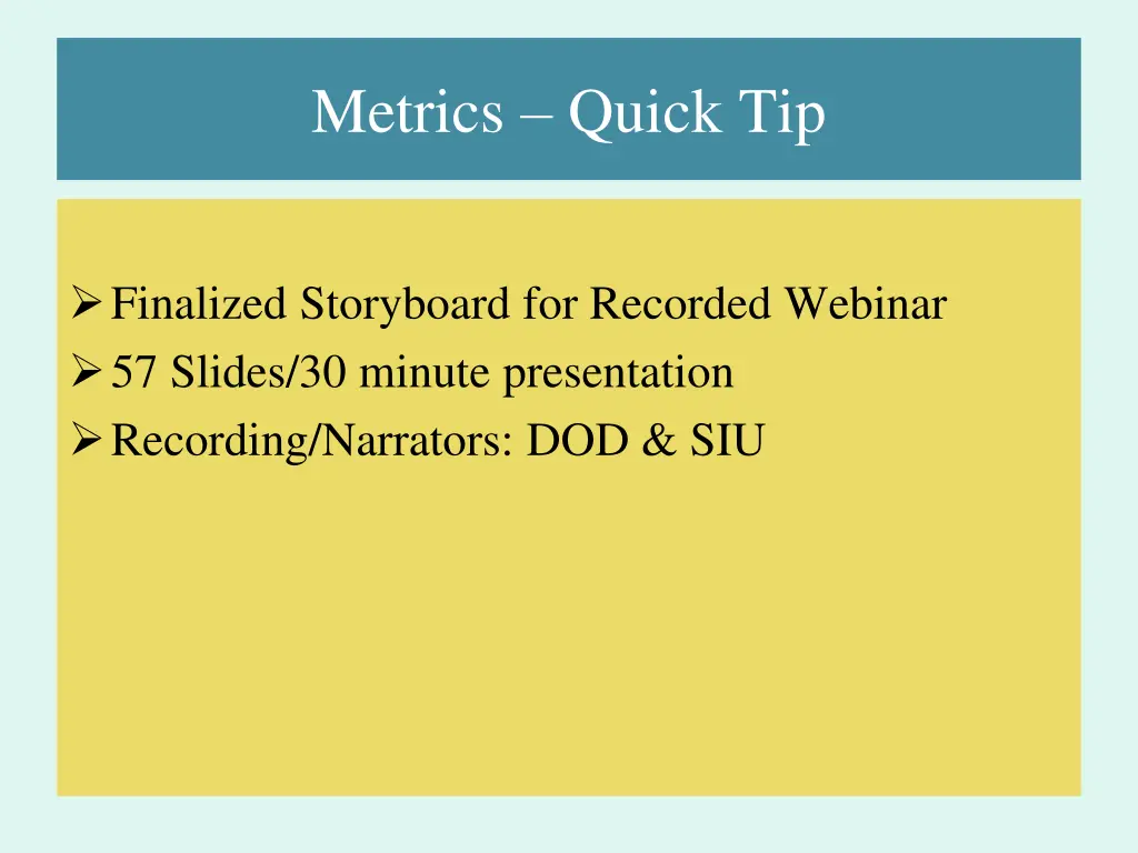 metrics quick tip