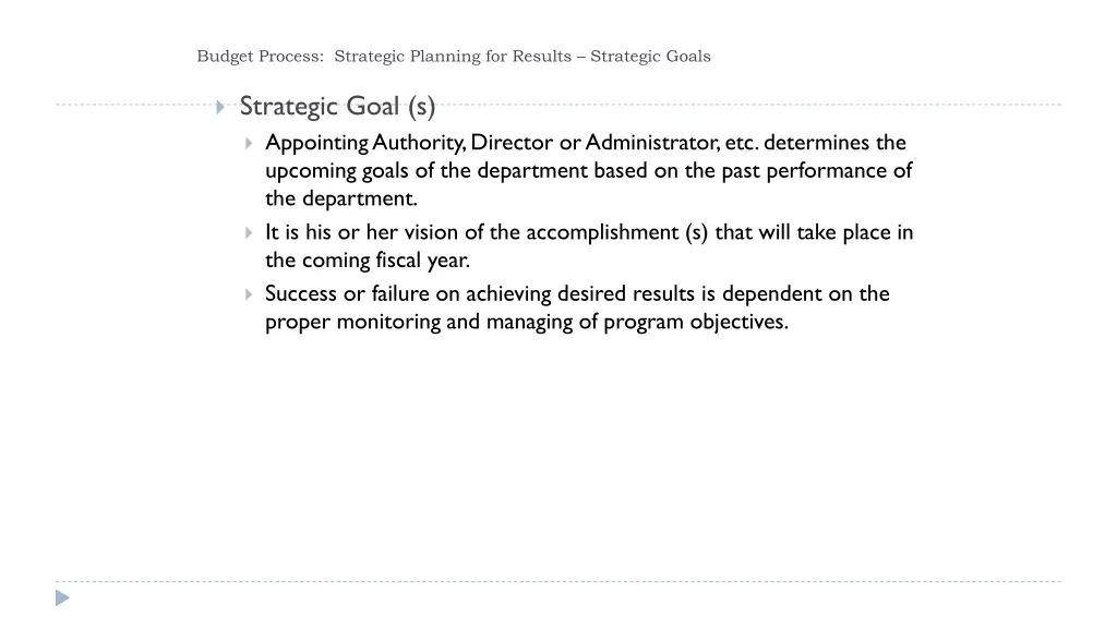 budget process strategic planning for results