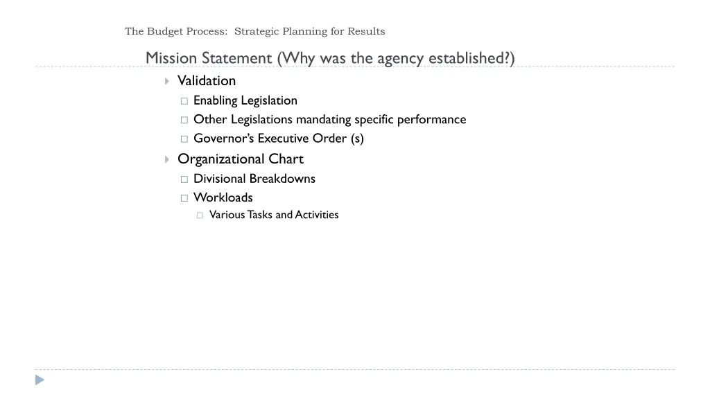 the budget process strategic planning for results 1