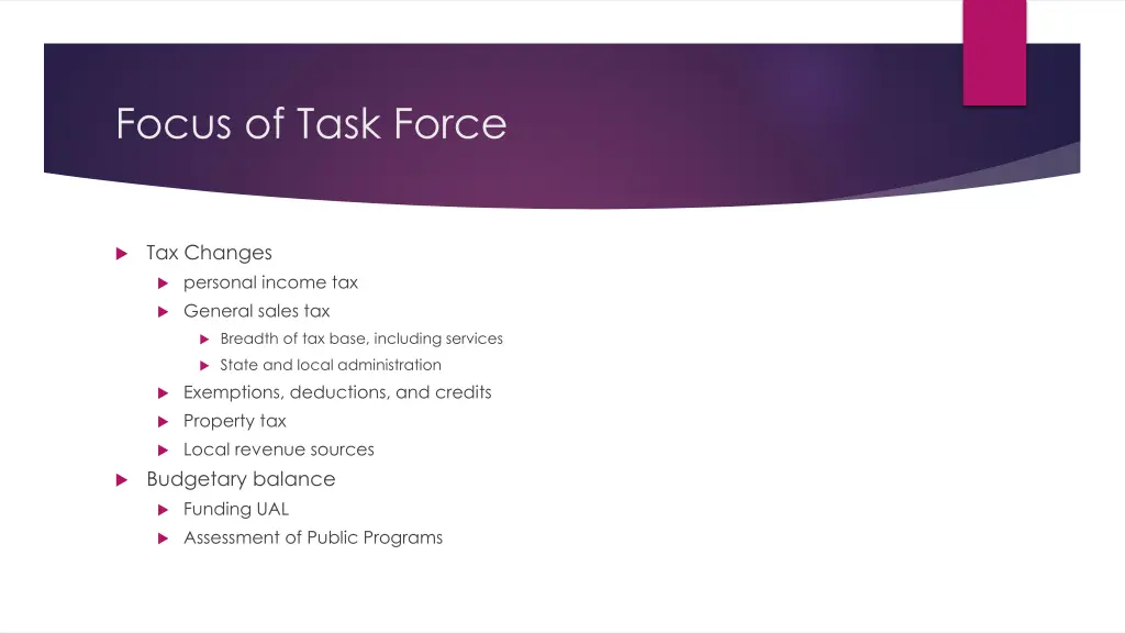 focus of task force