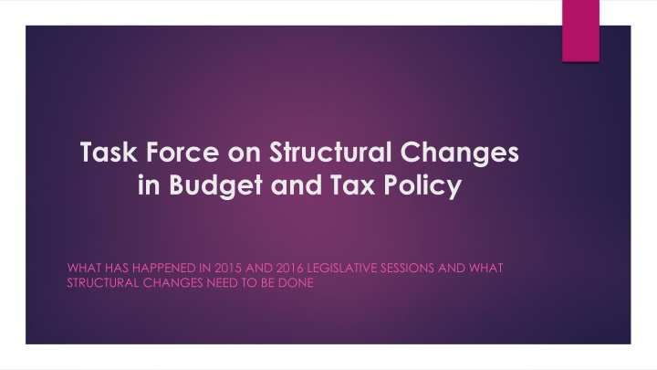 task force on structural changes in budget