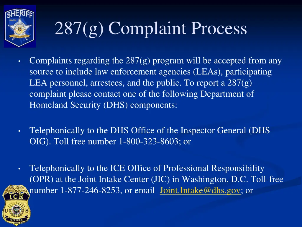 287 g complaint process