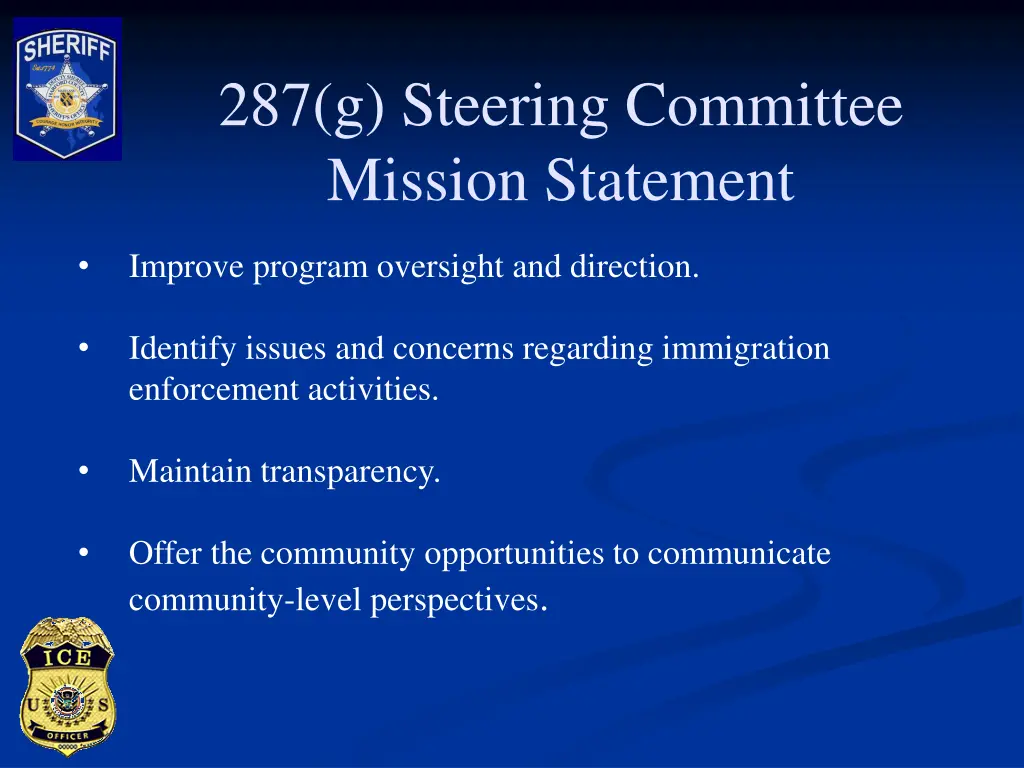 287 g steering committee mission statement