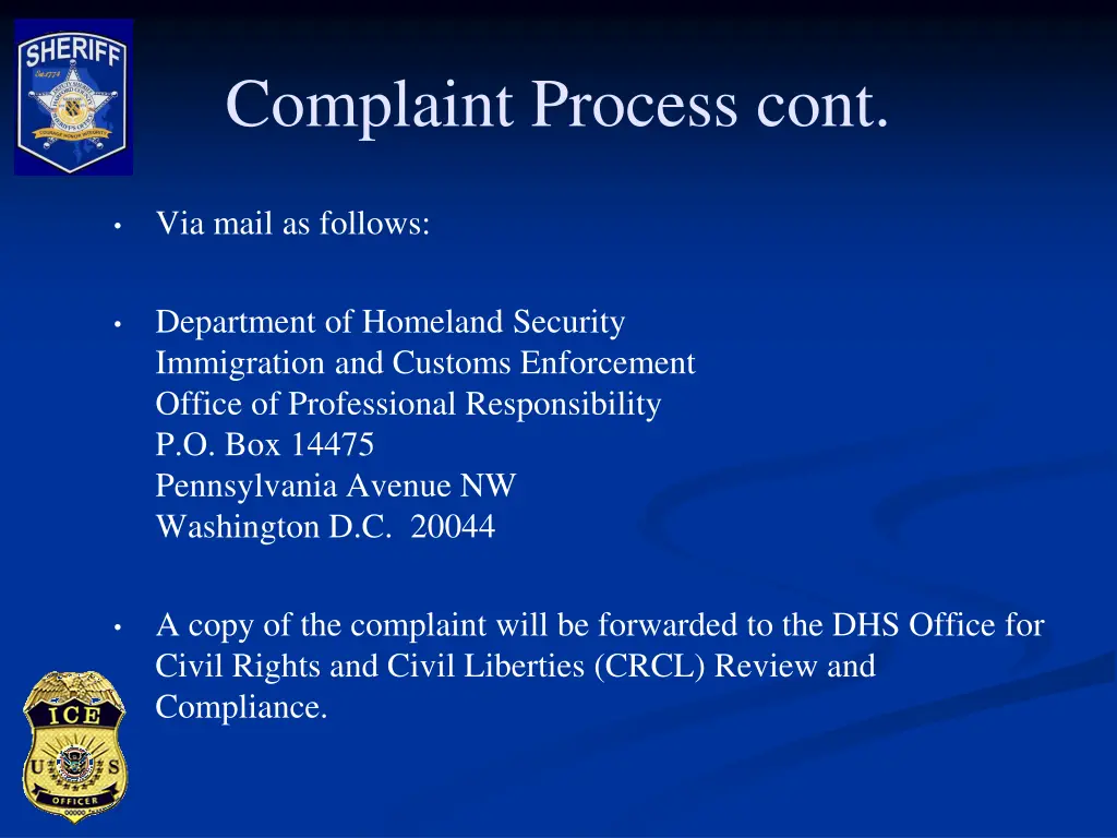 complaint process cont