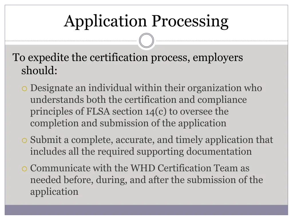 application processing