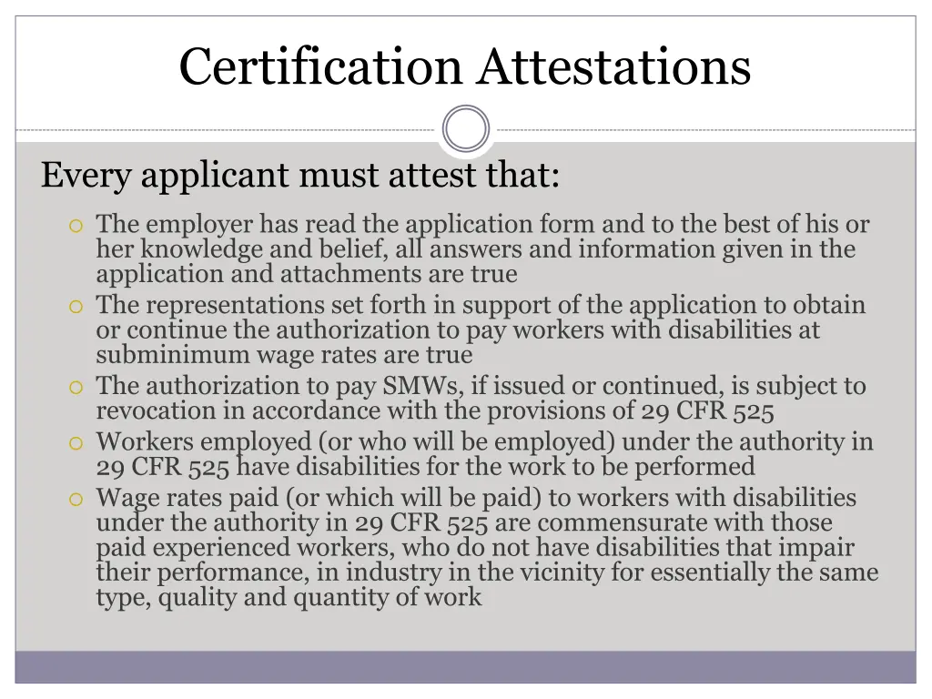 certification attestations